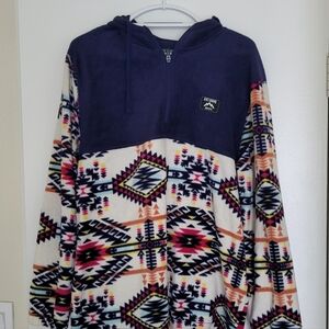 Massive Outdoor Hoodie Womens L Southwestwrn Print Fleece Pullover Quarter Zip